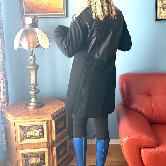 Vintage Danier black wool blend and real leather Thinsulate coat NWT - Picture 4 of 15